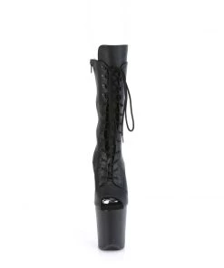 Pleaser Direct Flamingo 1051LWR Black Leather Mid-Calf Boots