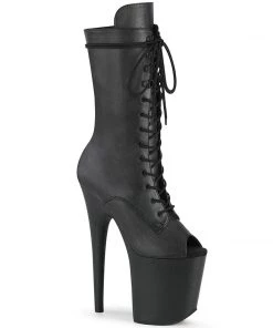 Pleaser Direct Flamingo 1051LWR Black Leather Mid-Calf Boots