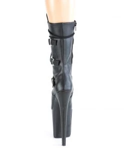 Pleaser Direct Larger Size Shoes Flamingo 1053 Black Triple Buckle Mid Calf Boots