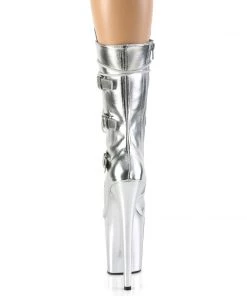 Pleaser Direct Flamingo 1053 Triple Buckle Silver Mid Calf Boots Larger Size Shoes 8 Pleaser Direct Flamingo 1053 Triple Buckle Silver Mid Calf Boots Larger Size Shoes