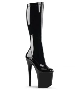 Pleaser Direct Flamingo 2000 Black Patent Knee High Boots