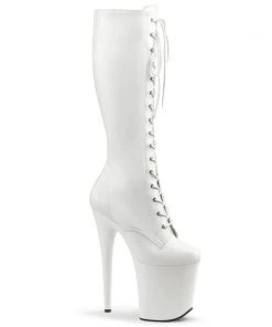 Pleaser Direct Flamingo 2023 White Matte Boots Platform Shoes