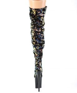 Pleaser Direct Flamingo 3004 Black And Blue Sequin Thigh Boots 8 Pleaser Direct Flamingo 3004 Black And Blue Sequin Thigh Boots