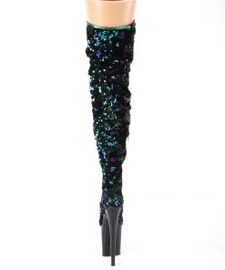 Pleaser Direct Flamingo 3004 Black And Green Sequin Thigh Boots Larger Size Shoes 8 Pleaser Direct Flamingo 3004 Black And Green Sequin Thigh Boots Larger Size Shoes