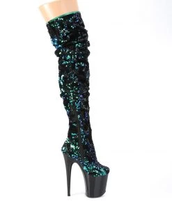 Pleaser Direct Flamingo 3004 Black And Green Sequin Thigh Boots Larger Size Shoes 9 Pleaser Direct Flamingo 3004 Black And Green Sequin Thigh Boots Larger Size Shoes