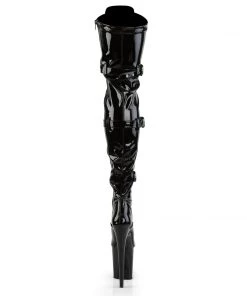 Pleaser Direct Flamingo 3028 Black Patent Thigh High Boots
