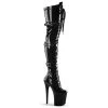 Pleaser Direct Flamingo 3028 Black Patent Thigh High Boots