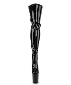 Pleaser Direct Platform Shoes Flamingo 3063 Black Patent Thigh High Boots