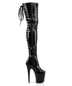 Pleaser Direct Platform Shoes Flamingo 3063 Black Patent Thigh High Boots 9 Pleaser Direct Platform Shoes Flamingo 3063 Black Patent Thigh High Boots