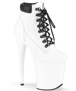 Pleaser Direct Platform Shoes Flamingo 800TL-02 White Ankle Boots