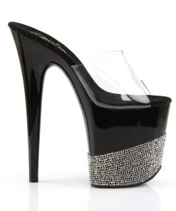 Pleaser Direct Larger Size Shoes Flamingo 801-3 Black With Rhinestone Platforms