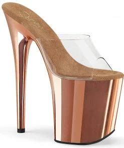 Pleaser Direct Flamingo 801 Rose Gold Chrome Platforms By Pleaser Shoes