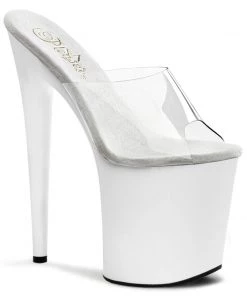 Pleaser Direct Flamingo 801 White And Clear Platforms