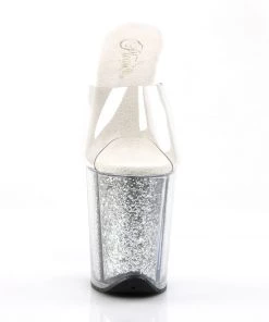 Pleaser Direct Flamingo 801G Silver With Glitter Platforms