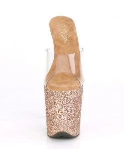 Pleaser Direct Flamingo 801LG Rose Gold With Holographic Glitter Platforms