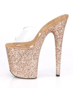 Pleaser Direct Flamingo 801LG Rose Gold With Holographic Glitter Platforms
