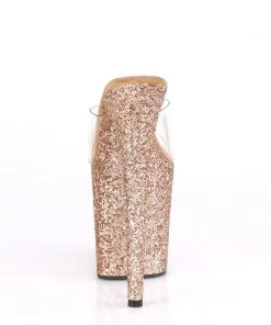 Pleaser Direct Flamingo 801LG Rose Gold With Holographic Glitter Platforms