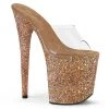 Pleaser Direct Flamingo 801LG Rose Gold With Holographic Glitter Platforms