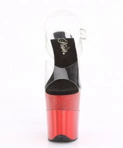 Pleaser Direct Glitter Shoes Flamingo 808-2HGM Red Hologram Glitter Platforms