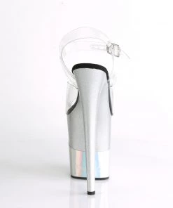 Pleaser Direct Glitter Shoes Flamingo 808-2HGM Silver Hologram Glitter Platforms