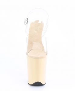 Pleaser Direct Larger Size Shoes Flamingo 808 Cream And Clear Platforms