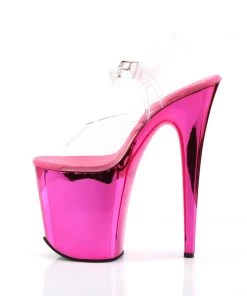 Pleaser Direct Flamingo 808 Hot Pink Chrome Platforms