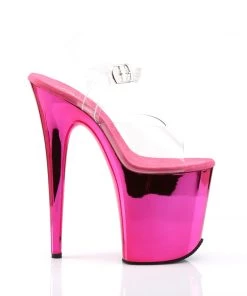 Pleaser Direct Flamingo 808 Hot Pink Chrome Platforms