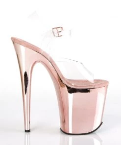 Pleaser Direct Flamingo 808 Rose Gold Chrome Vegan Platforms Larger Size Shoes