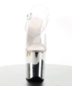Pleaser Direct Flamingo 808 Silver Chrome Platforms