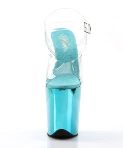 Pleaser Direct Larger Size Shoes Flamingo 808 Turquoise Chrome Platforms