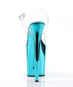 Pleaser Direct Larger Size Shoes Flamingo 808 Turquoise Chrome Platforms