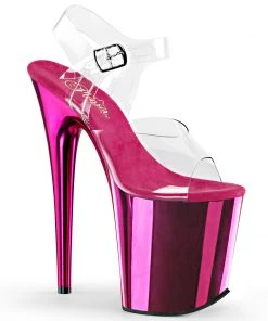 Pleaser Direct Flamingo 808 Hot Pink Chrome Platforms