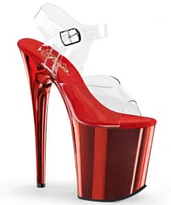 Pleaser Direct Flamingo 808 Red Chrome Platforms