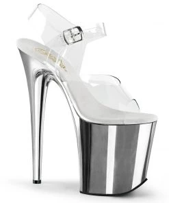Pleaser Direct Flamingo 808 Silver Chrome Platforms