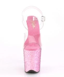 Pleaser Direct Platform Shoes Flamingo 808CF Pink Confetti Platform Heels