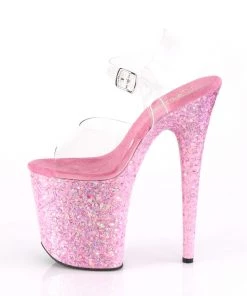 Pleaser Direct Platform Shoes Flamingo 808CF Pink Confetti Platform Heels