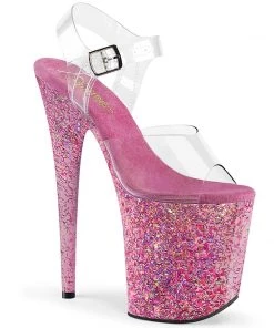 Pleaser Direct Platform Shoes Flamingo 808CF Pink Confetti Platform Heels
