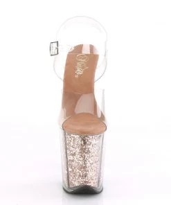 Pleaser Direct Flamingo 808G Rose Gold Glitter Platforms Larger Size Shoes