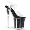 Pleaser Direct Larger Size Shoes Flamingo 808G Black Glitter Peep Toe Platforms