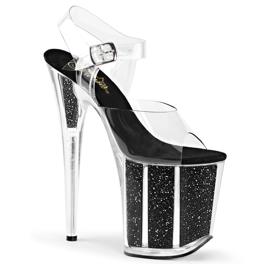 Pleaser Direct Larger Size Shoes Flamingo 808G Black Glitter Peep Toe Platforms 1 Pleaser Direct Larger Size Shoes Flamingo 808G Black Glitter Peep Toe Platforms
