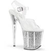 Pleaser Direct Flamingo 808G Silver Glitter Peep Toe Platforms Larger Size Shoes