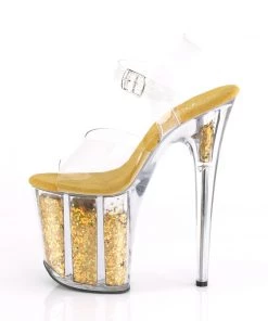 Pleaser Direct Flamingo 808GF Gold Multi Glitter Platforms