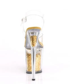 Pleaser Direct Flamingo 808GF Gold Multi Glitter Platforms