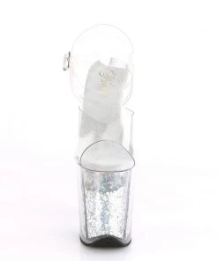 Pleaser Direct Flamingo 808GF Silver Multi Glitter Platforms