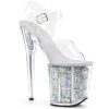 Pleaser Direct Flamingo 808GF Silver Multi Glitter Platforms