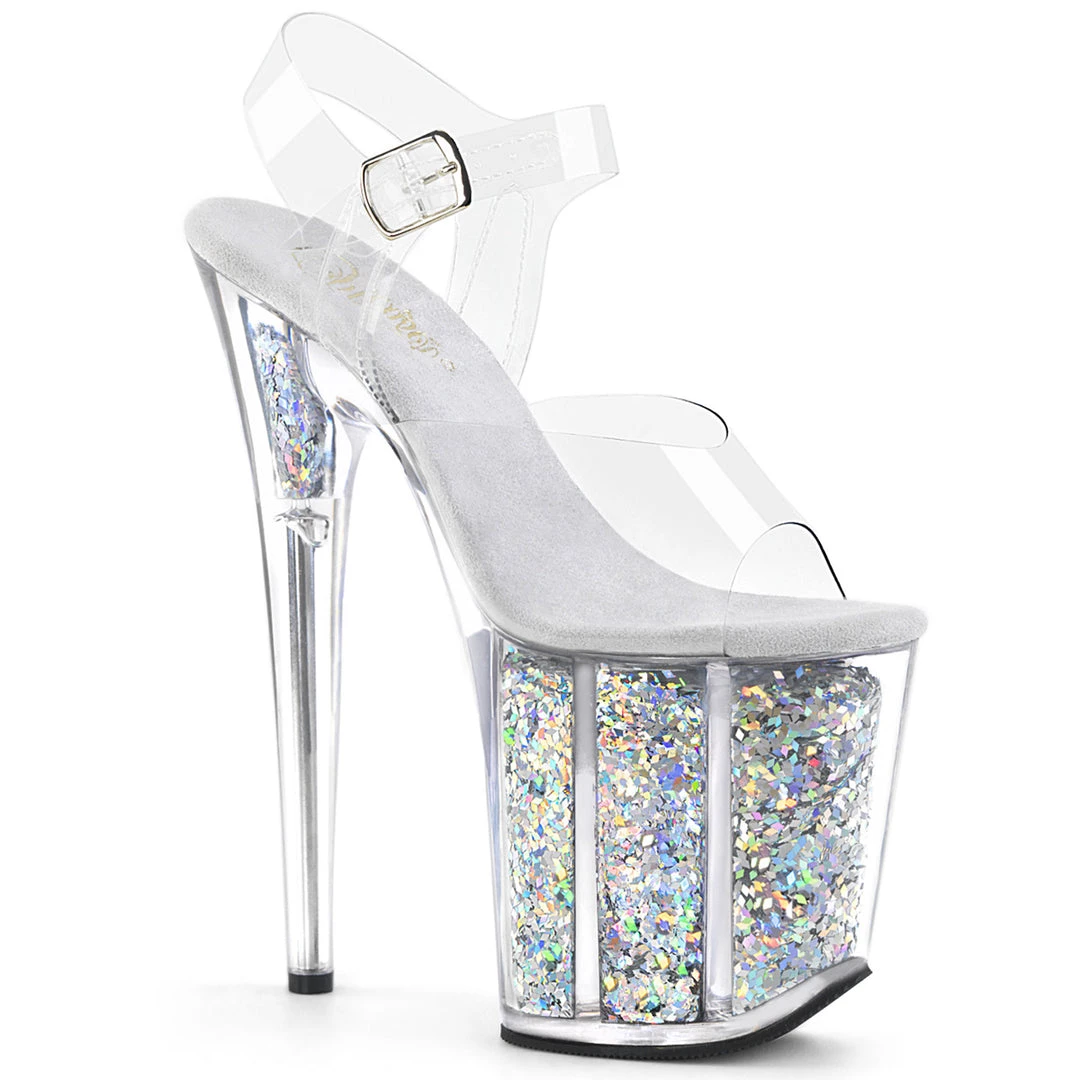 Pleaser Direct Flamingo 808GF Silver Multi Glitter Platforms 1 Pleaser Direct Flamingo 808GF Silver Multi Glitter Platforms