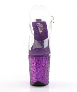 Pleaser Direct Flamingo 808LG Purple Glitter Platforms Glitter Shoes