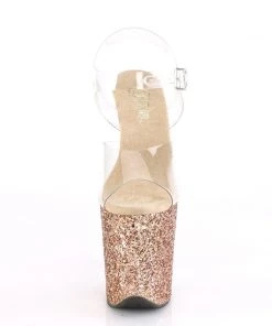 Pleaser Direct Glitter Shoes Flamingo 808LG Rose Gold Glitter Platforms