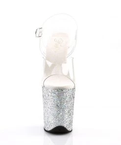 Pleaser Direct Flamingo 808LG Silver Glitter Platforms Glitter Shoes
