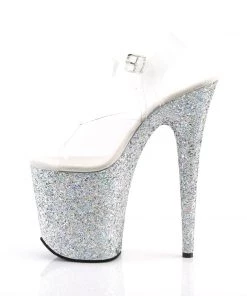 Pleaser Direct Flamingo 808LG Silver Glitter Platforms Glitter Shoes
